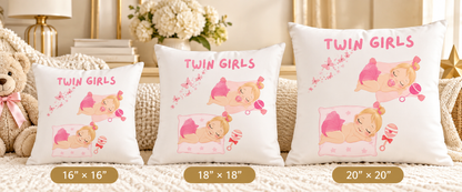 Twin Girls Pink Themed Nursery Pillow
