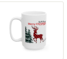 Merry Christmas Reindeer Mug – Buffalo Plaid Holiday Coffee Cup (11oz, 15oz)